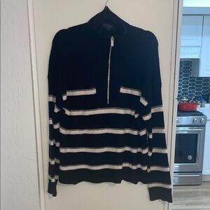 Laundry by Shelli Segal Black and White 1/4 Zip Up Sweater | L